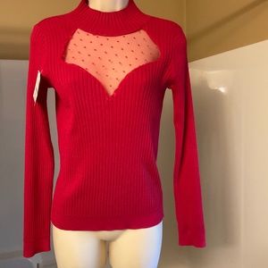 Society 212 Vixen Red Juniors Size L Sweater Heart shape neckline